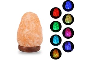 Wrcevtor Natural Salt Rock Night Lamp with 7 Colors Changing, Mini Small Crystal Salt Lamp for Home Decor and Gift - Natural 