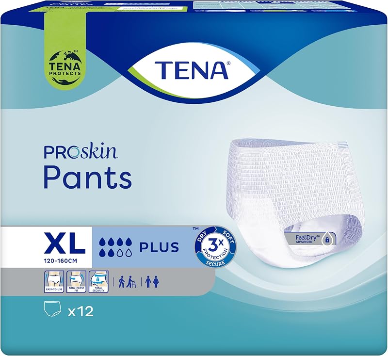 Tena Pants Plus Extra Large 120-160 cm Pack 12 Security Underwear