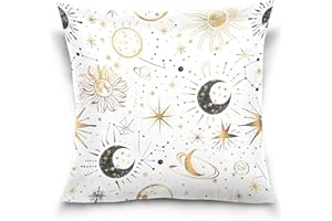 FENOCHE Sun Moon Stars Decorative Throw Pillow Covers Soft Pillow Cases Home Decor for Sofa Living Room Couch Bed 16x16 Inch