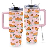 TNASURHUS 40 Oz Capybara Tumbler Gifts for Women, Cute Capybara Water Bottle with Handle and Straw, Stainless Steel Coffee Travel Mug Cup, Christmas Birthday Gifts for Men, Women, Friends