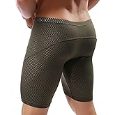 MIZOK Men's Tight Yoga Mesh Training Bodybuilding Gym Workout Shorts Jammer Swimsuit