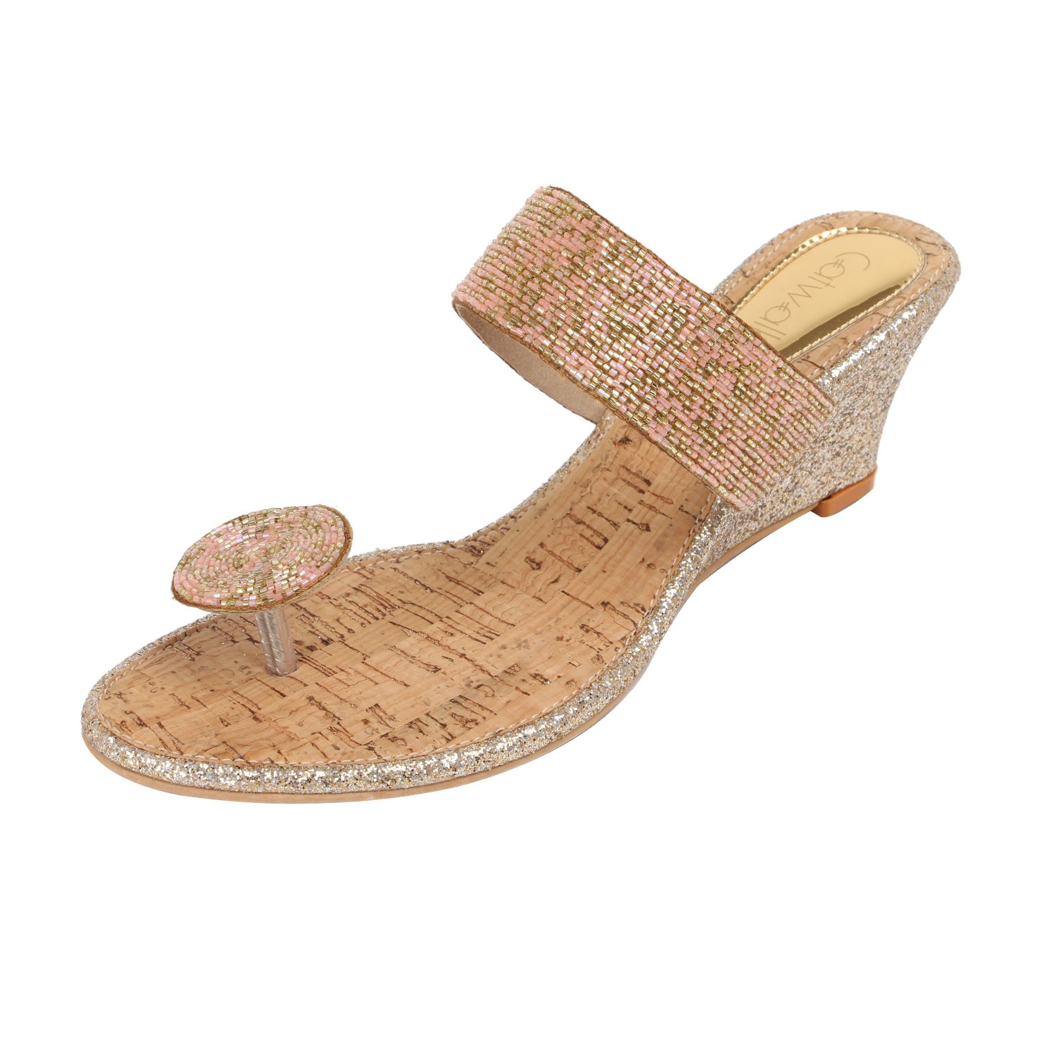 catwalk rose golden slip-on sandals for women's