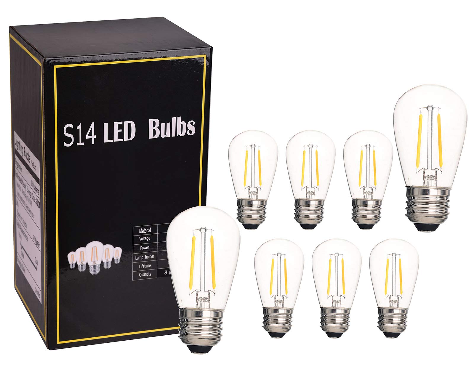 Aplstar 2W S14 LED Dimmable Bulb, for Outdoor String Lights Bulbs