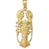 14k Yellow Gold Lobster Pendant with Detailed Claws and Shell, 3D Marine Life Jewelry for Men and Women, Nautical Sea Creature Charm, Coastal Ocean Necklace, Symbol of Strength and Resilience
