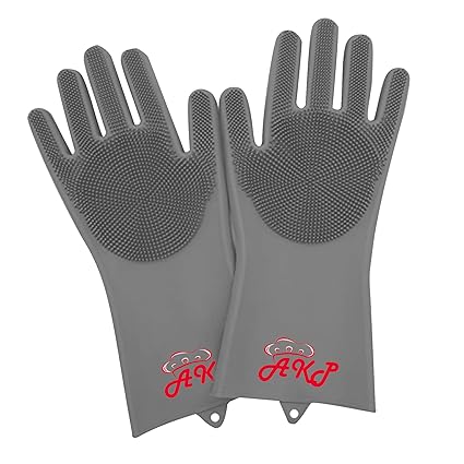 AKP - Guantes de silicona para lavaplatos con textura y palmas ...