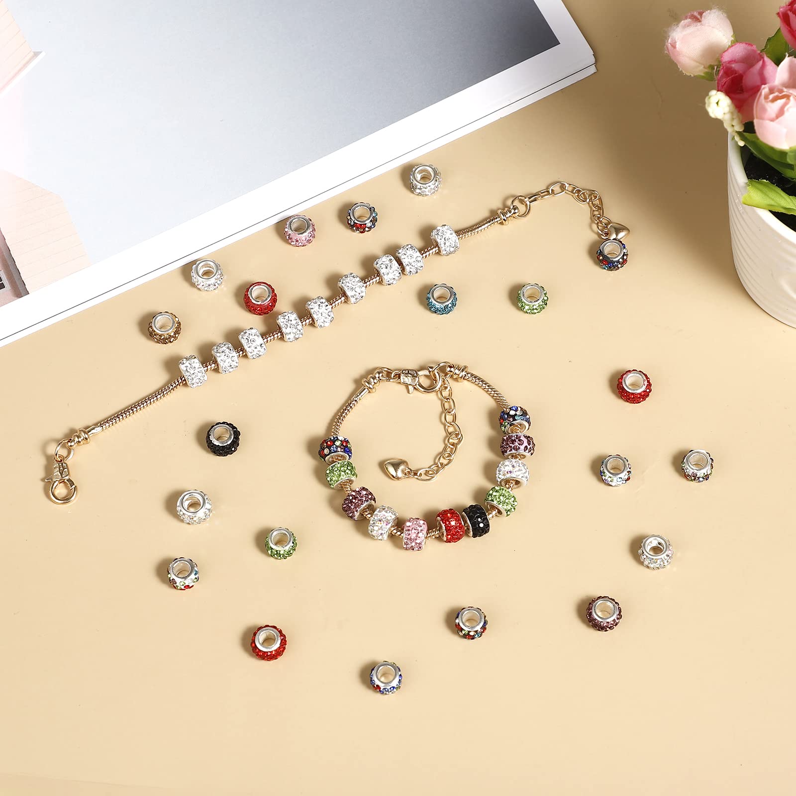 20 Pieces Snake Chain Charm Bracelet with Bracelet Helper Adjustable Snake Charm Bracelet Chains with Heart Lobster Clasp Extender Chain DIY Bracelet Chain for Women Jewelry Making Gifts Supplies