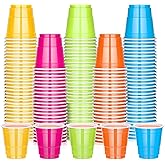 200 PCS 2 Oz Plastic Shot Glasses, Colorful Disposable Shot Cups, Mini Plastic Cups for Tasting Serving Samples Whiskey Vodka