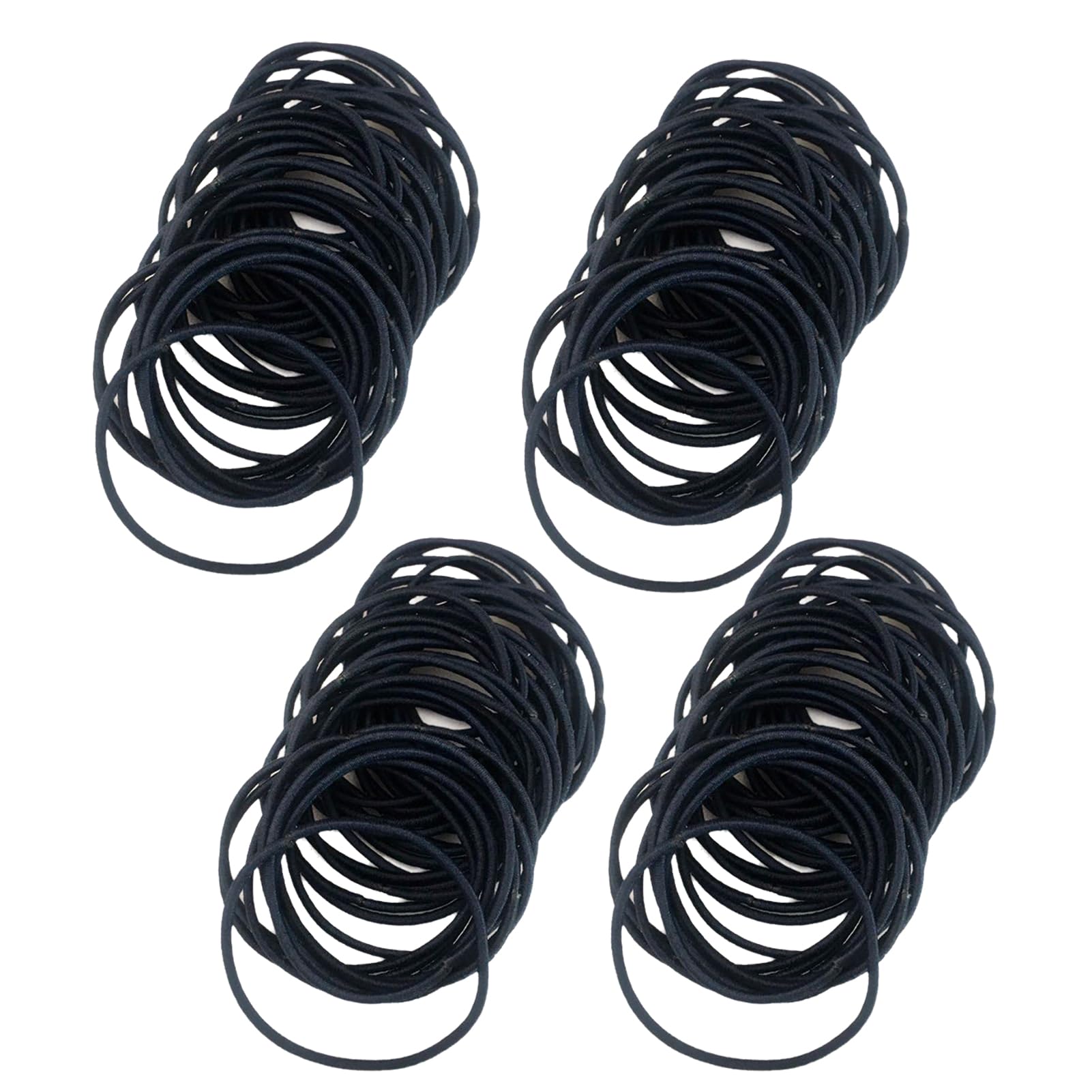 100 PCS Hair Bands, 2mm Small Thin Elastic Hair Ties Seamless Ponytail Braids Holders, Strong Bulk Hair Bobbles No Metal Gentle Elastics No Damage Snag Free for Women Men Girls Kids (Black)