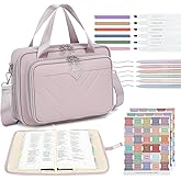 MIJUE Bible Cover Case for Women, Large Bible Bag with Strap Shoulder,Journaling Kit Book Carrying Case with Pastel Highlighters Tabs, Bible Study Supplies & Christian Gift for Gilrs (Purple)