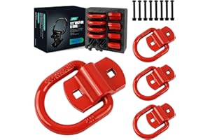QYMOPAY 1/2" Trailer Tie-Down Anchor D-Ring Heavy Duty Bolt-On Forged,12,000 lb Breaking Strength Tie-Down Hook Anchor,Bolt-On Forged D-Rings for Trailer, Truck Bed D-Ring Tie-Downs