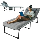 Big RED Camping Sleeping Cot,5-Position Folding Cot,Lounge Chair with Mattress,Folding Sleeping Cot,Camping Cots for Adults