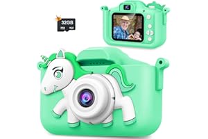 WEOLULI Kids Camera Birthday Gifts Toys for 3 4 5 6 7 8 Years Old Girls Boy,Christmas Toys for Girls Age 3-10,Toddler Camera with 32GB SD Card-Green