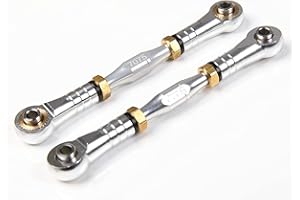 GTBRacing CNC Aluminum Hard Anodized 7075 Servo Steering Link Turnbuckle Tie Rod for 1/5 RC Car LOSI DBXL-E 2.0 Upgrade Part (Silver)