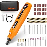 HARDELL Mini Cordless Rotary Tool, 5-Speed 69pcs Kit for 3D Printer Sanding | 5000-18000RPM, 2000mAh, USB-C, LED Light, Case &ndash; Engraving Pen for Polishing, Drilling, Carving, DIY Crafts