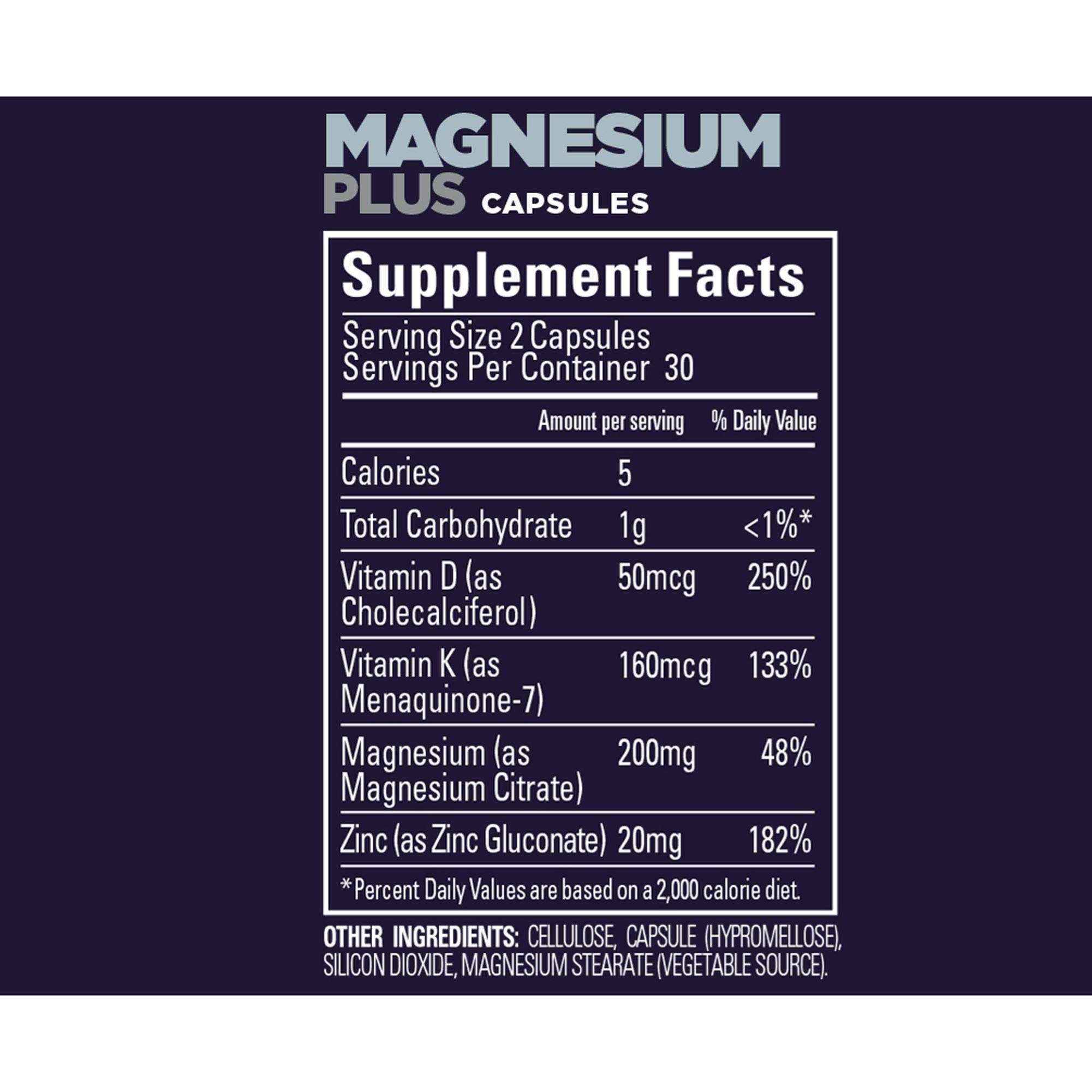 GU Energy Roctane Magnesium Plus Capsules with Vitamin K, D and Zinc, Informed Choice, Recovery Support After Any Workout, 60-Count Bottle (1-Month Supply)