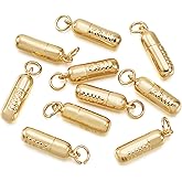 Elecrelive 10Pcs Gold Chill Charms Pill Pendant 18K Gold Plated Column Medical Charms for Necklace Bracelet Earring Jewelry Accessories