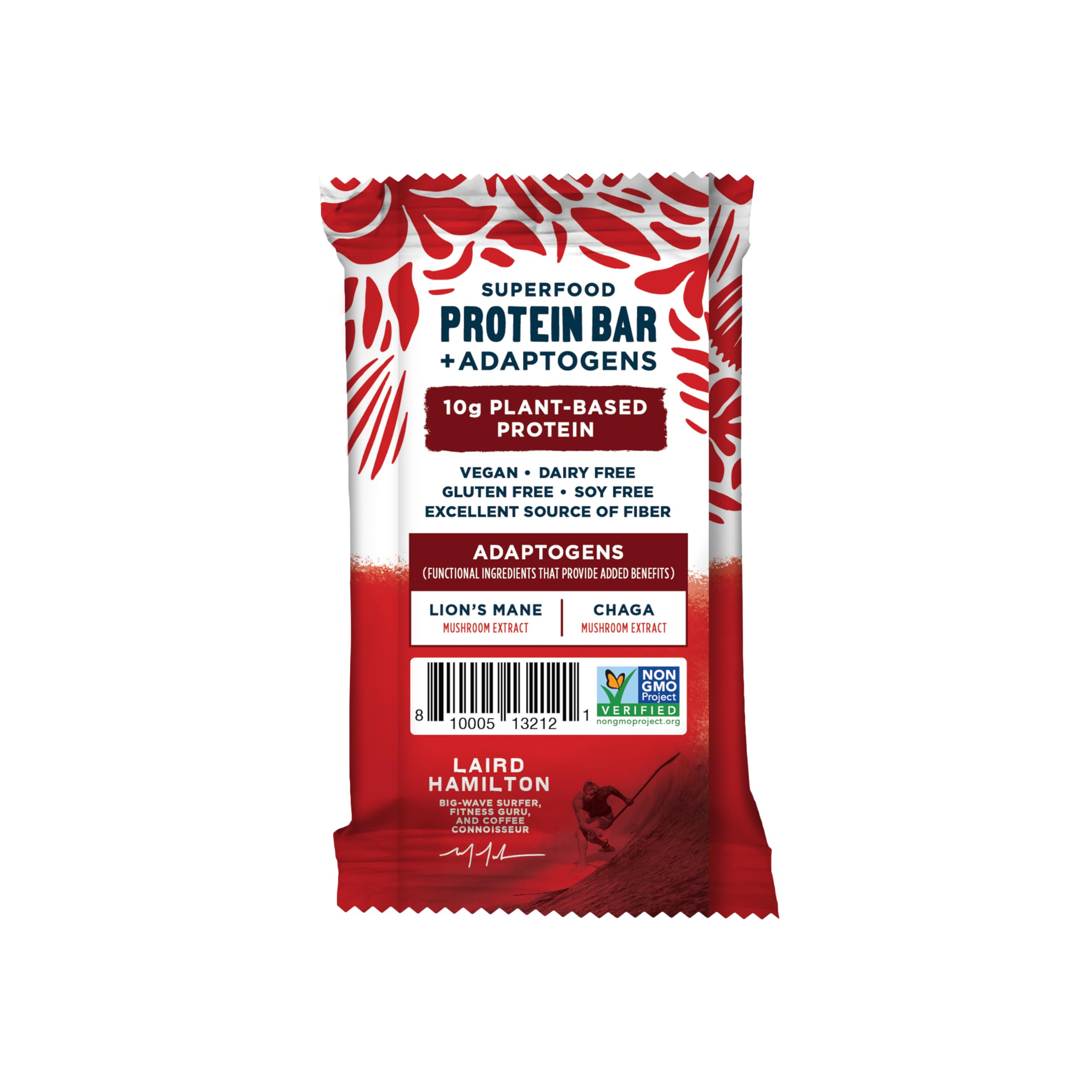Laird Superfood Functional Protein Bars – Protein Bar but Better with Real Ingredients, Functional Mushrooms 10g Plant-Based Protein, 6g Fiber - Non-GMO - Peanut Butter Chocolate Chip, 10 Count (Pack of 1)