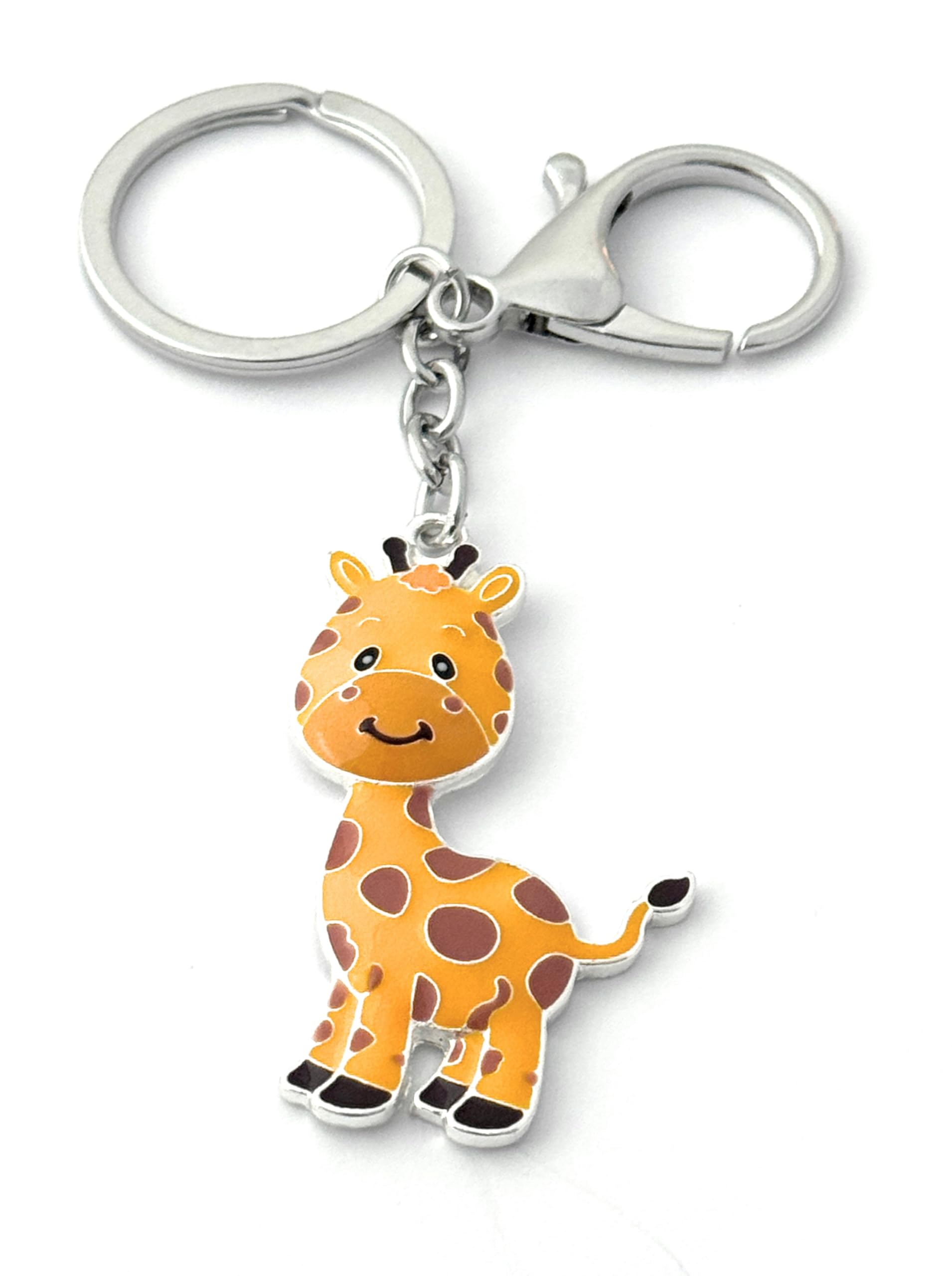 FizzyButton Gifts Giraffe Keyring Key Ring with Enamel Charm and Lobster Clasp