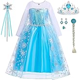 iTVTi Little Girls Princess Costume Blue Cosplay Dress up for Halloween Party with Accessories Blue