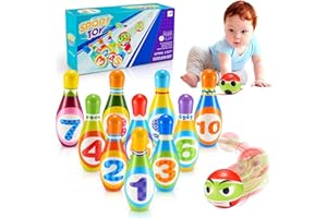 HCHILDHOOD Toys for 1-8 Year Olds Boys Girls,Kids Bowling Set for Kids 1-5 Indoor Outdoor Games Playset for Toddlers With 10 Foam Pins & 2 Balls Playset,Birthday Party Games Gifts for 1-8 Year Old Boys Girls