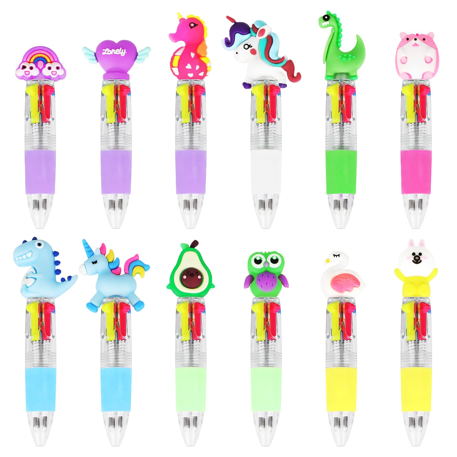 ZALAON 12 PCS Multicoloured Pen Sets - Party Bag Fillers for Kids & Children - Cute Mini Party Favours for Classroom & School Gifts