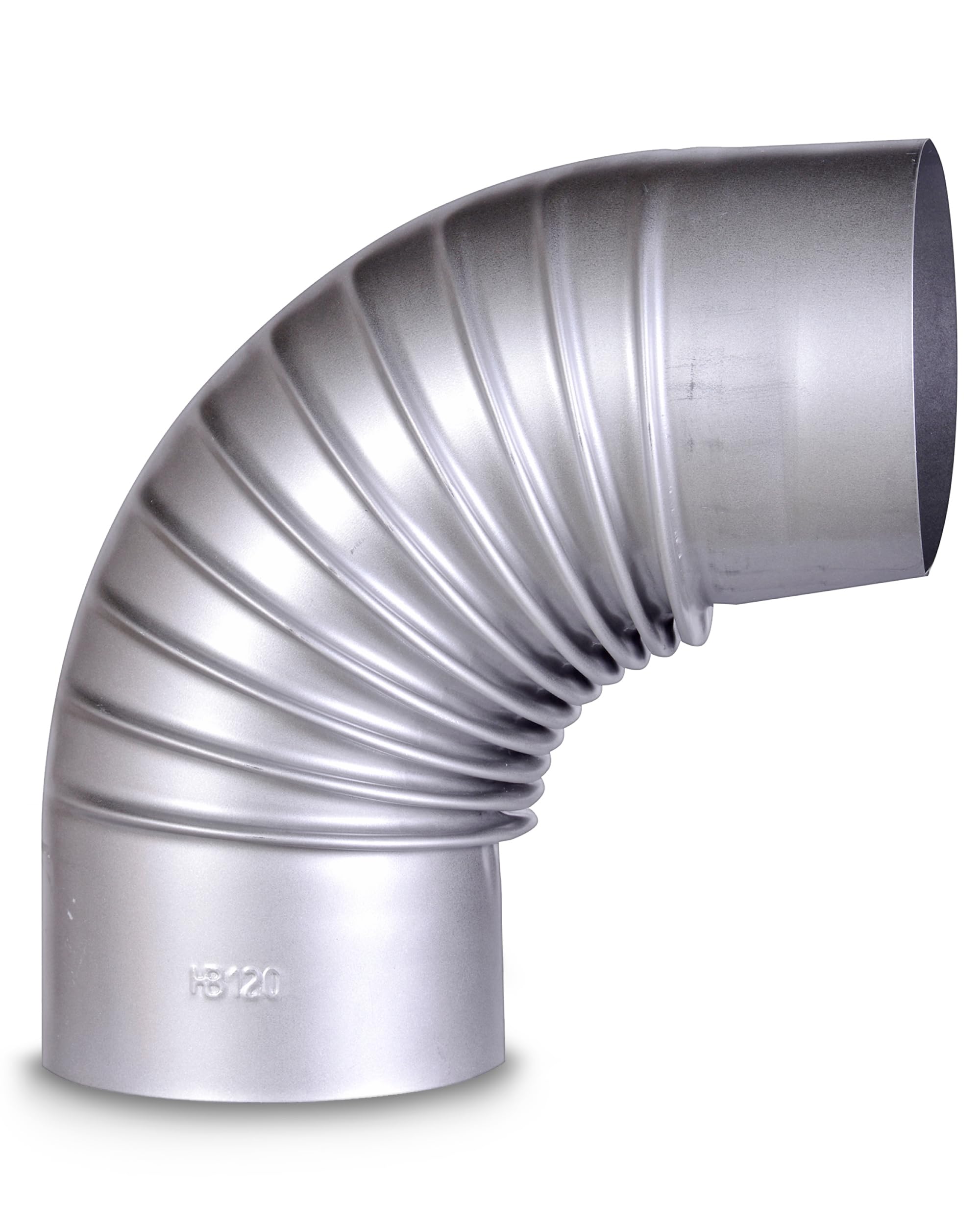 FIREFIX A120/B FAL Bend 90° Rigid Diameter 120 mm - Stove Pipes Made of Sheet Steel 0.6 mm Thick Inner Coupled Length Laser Welded Silver