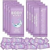 Treela 300 Pcs Large Body Wipes Bulk Deodorant Travel Size for Homeless Care Package Supplies Individually Wrapped Adults Bathing No Rinse Wet Wipes Men Women Hygiene Items(7.09" X 9.84",Purple)