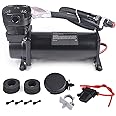 CNRAQR 200PSI 3/8 NPT Heavy Duty Air Train Horn/Air Ride Suspension Compressor with 1/4 NPT Replacement Fittings 12V Black