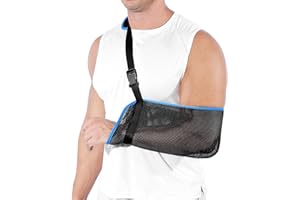 Boisea Arm Sling Shoulder Immobilizer for Women and Men, Adjustable Ergonomic Medical Shoulder Sling for Torn Rotator Cuff, Mesh Shower Sling for Shoulder,Clavicle,Wrist,Elbow Injury,Fit Left or Right (1, Blue)