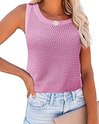 FISACE Womens Summer Crochet Knit Sweater Tank Tops