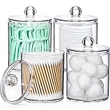 4 Pack Acrylic Qtip Holder Dispenser for Cotton