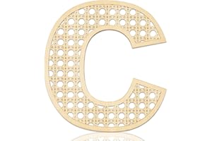 FOCAL20 Wooden Rattan Letters for Wall Decor Rustic Wooden Letters 12 Inch Wood Letter Rattan Wall Decor for Wedding Nursery Sign Baby Shower Newborn Birthday Gift Boho Bedroom Decoration (C)