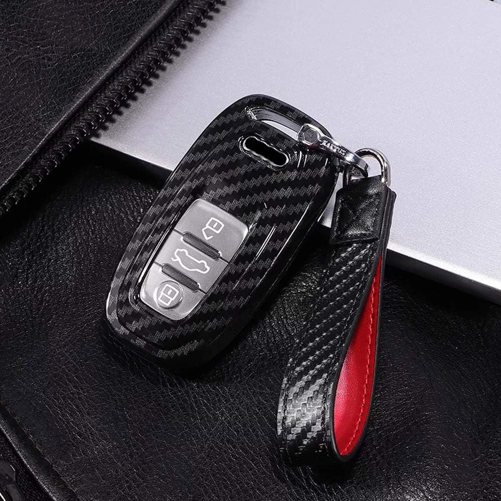 Royalfox(TM) 3 Buttons Carbon Fiber Texture Smart keyless Remote Key Fob case Cover for A3 S3 RS3 A4 S4 RS4 A5 S5 RS5 A6 S6 RS6 A7 S7 RS7 A8 S8 Q3 SQ3 Q5 SQ5 Q7 TT TTs TT RS (for Audi a5)