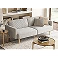 mopio 76.8" Futon Sofa Bed, Small Couch, Sleeper, Loveseat, Mid Century Modern Futon Couch, Sofa Cama, Couches for Living Room (Light Gray Fabric)