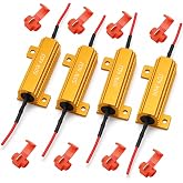 4 PCS 50W 6 Ohm Load Resistors &ndash; Fix LED Bulb Hyper Flash, Turn Signal Blink Error Code, Warning Canceller for LED Turn Signal Lights (Resistors Get Hot &ndash; Mount on Metal Surface) (Gold)