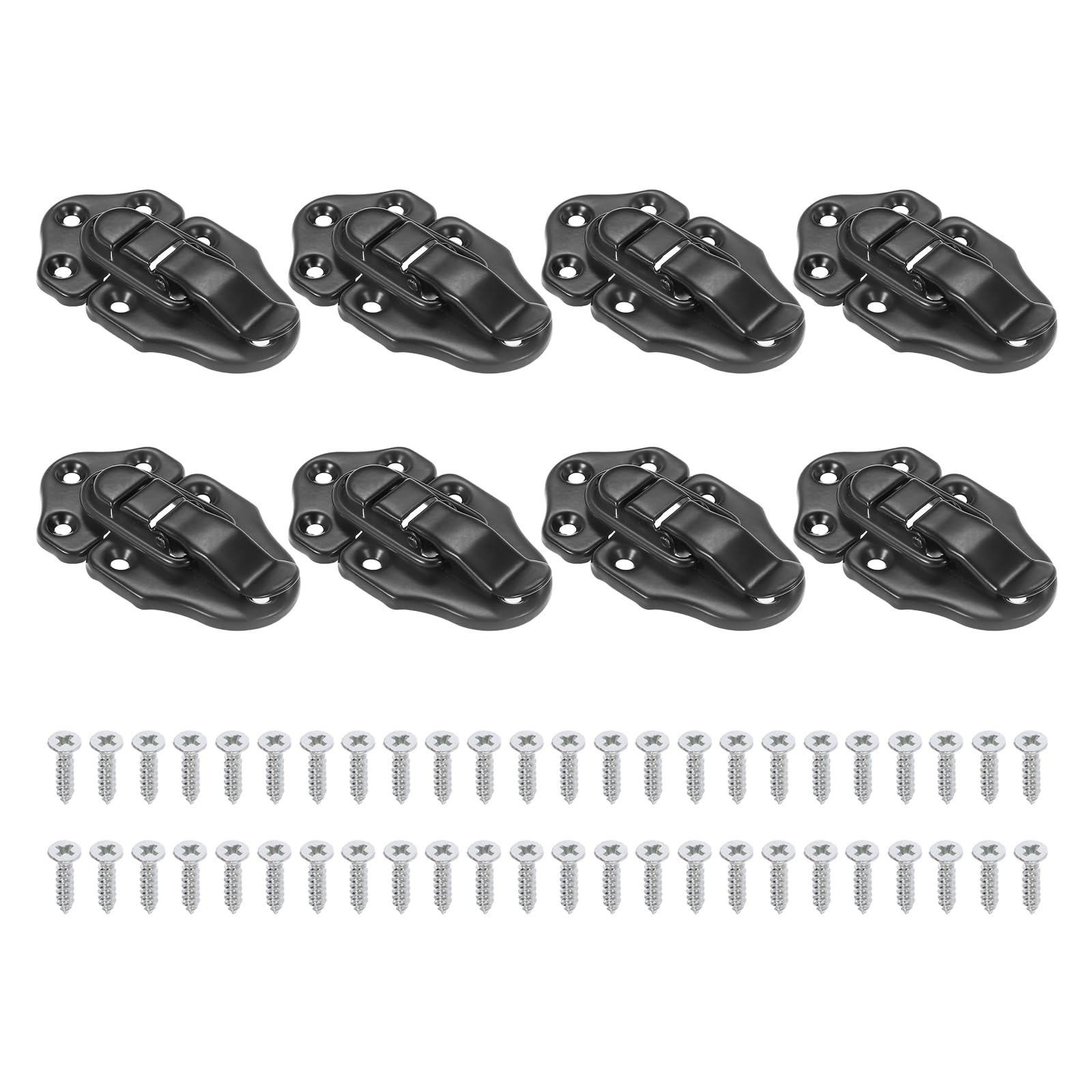 PATIKIL Retro Style Duckbilled Toggle Hasp Latch, 8 Pack Small Metal Vintage Box Toggle with Mounting Screw for Jewelry Cabinet Wooden Ordinary Box Crafts, Black