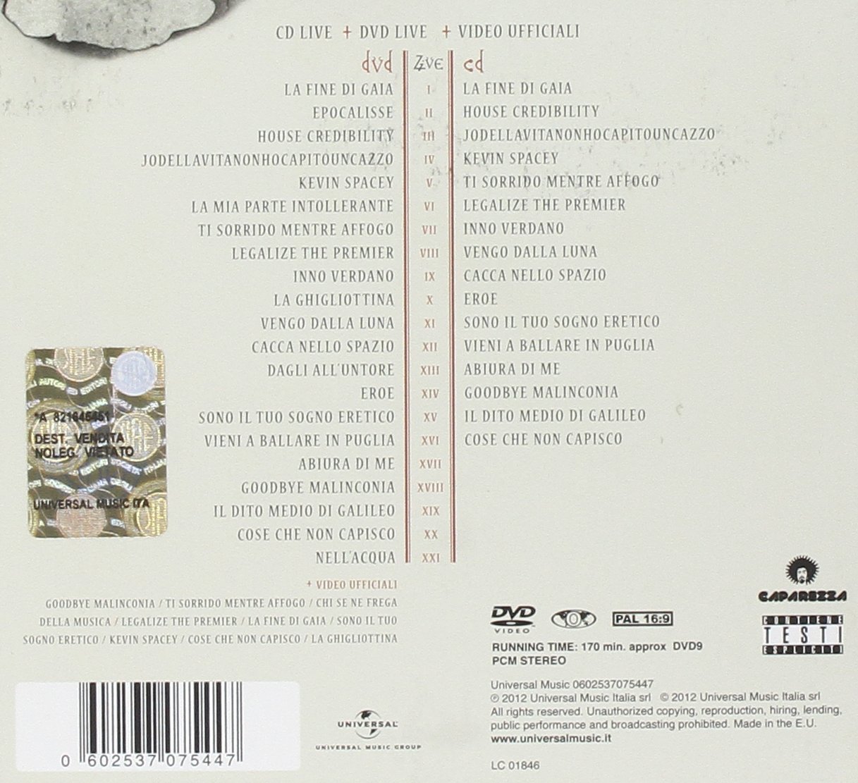 esecuzione pubblica caparezza dvd esecuzione pubblica caparezza dvd