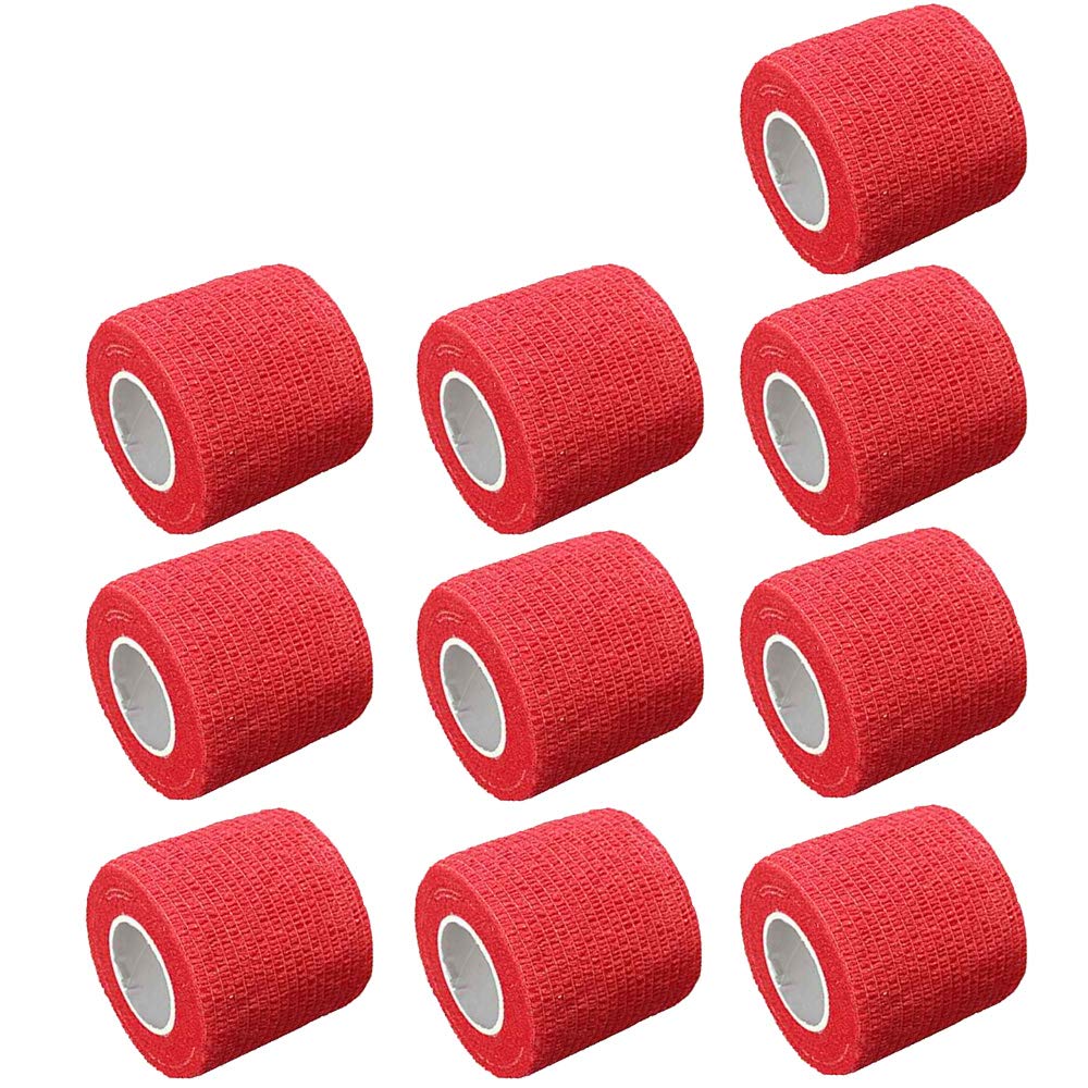 Mintice 10 X Self Adhesive Cohesive Wrap Bandages Strong Elastic First Aid Tape Red Color for Wrist Ankle Sport 4.5mx5cm
