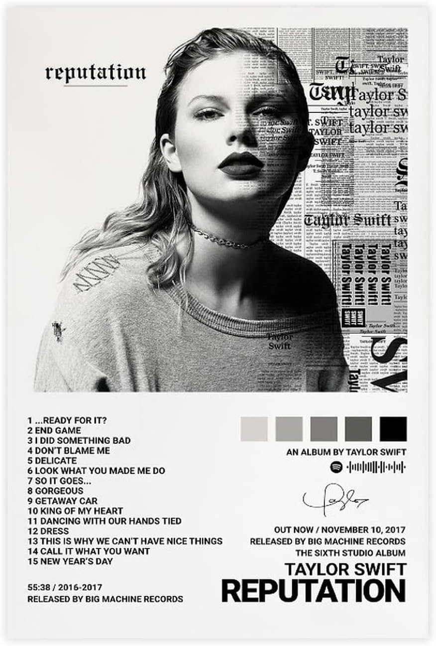 Wall Décor - Taylor Poster for Walls, Reputation Album Cover Posters Wall Decor Art Print Canvas Posters for Room Aesthetic Unframe:12x18inch(30x45cm)