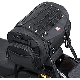 KEMIMOTO Motorcycle Travel Luggage Bags, Expandable Large Capacity Motorcycle Tail Bag, Waterproof Rear Rack Trunk, Motor Pannier Bag with Rain Cover and Straps 24L-32L