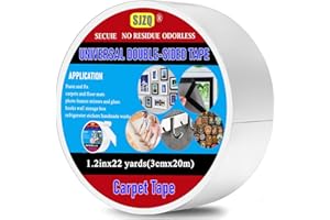 SJZQ Double Sided Carpet Tape Heavy Duty, 1.2inx22Yards No Residue Rug Tape for Hardwood Floors, Strong Hold Carpet Tape for Area Rugs, Mats, Posters on Tile, Concrete, Metal, Glass