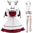 LISANEK Maid Outfit Anime Cosplay Lolita Maid Dress French Maid Costume Plush cat ear Socks set