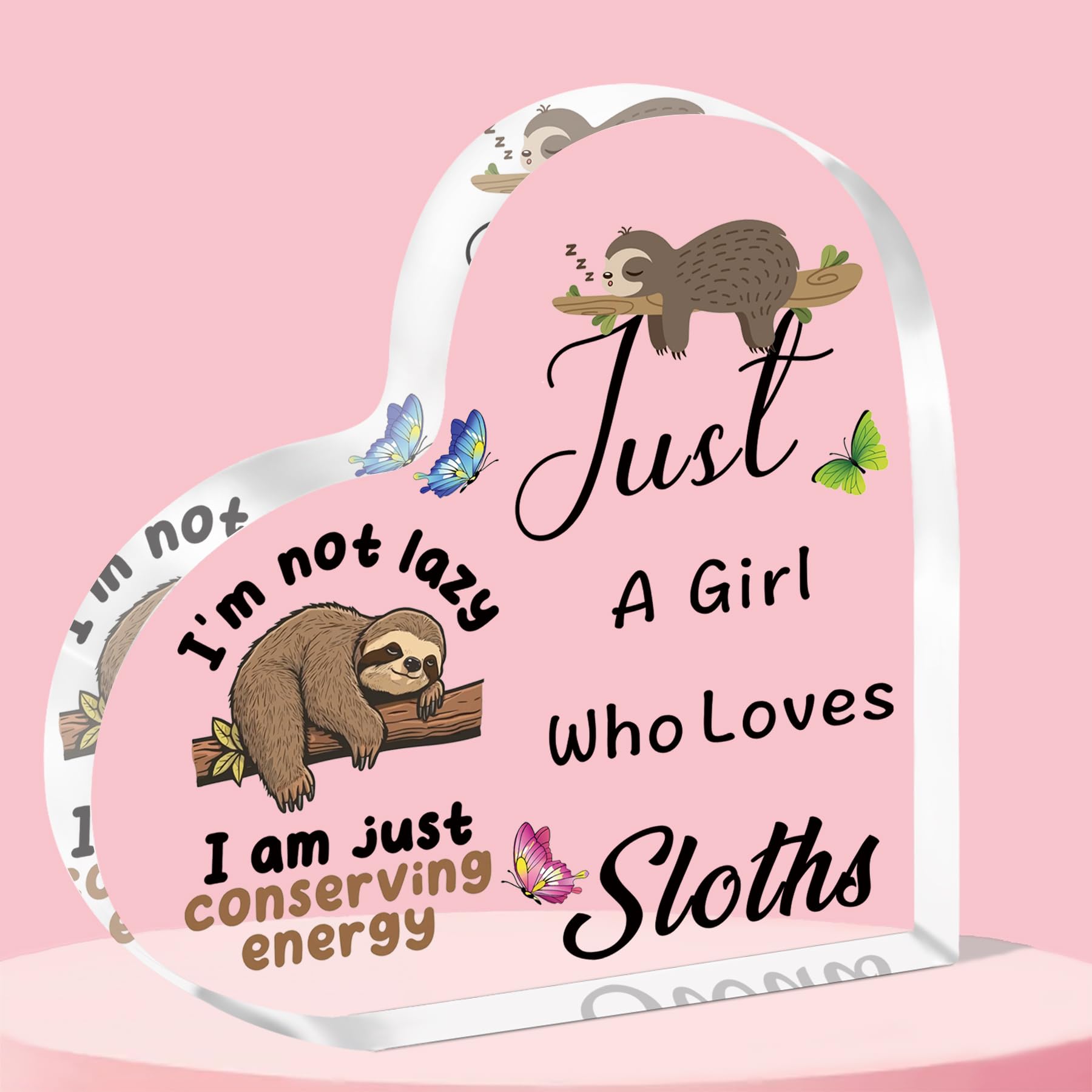 QMVMV Funny Sloth Acrylic Plaque Gifts Animal Lover Gift Just A Girl Who Loves Sloths Sloth Lover Gift For Women Girls, Who Loves Sloths Acrylic Plaque