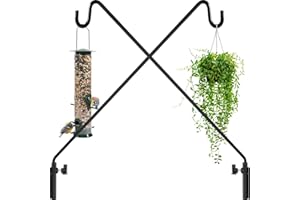 Gray Bunny Heavy Duty Deck Hook Wall Mounted, 2 Pack, 37" Extended Balcony Bird Feeder Hanger, Deck Hooks for Hanging Planters, Lanterns, Wind Chimes - Rust Proof & Adjustable, Black