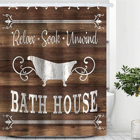 Cute Farmhouse Bathroom Rules Fabric Shower Curtain Inspirational Quote Waterproof Bath Curtain Sets With 12 Hooks For Bathroom Decor 72x72 Inch Brown Bathroom Accessories Bath Guardebem Com