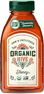 Organic Hive Raw & Unfiltered Organic Honey – 12 oz | 100% Pure | USDA Organic Certified | Sourced from Ceará, Brazil | Natur