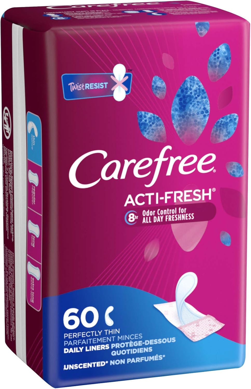 Carefree Body Shape Thin Unscented, 60 Count (Pack of 2): Health & Personal Care