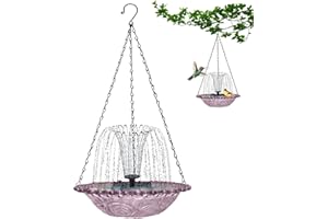 Solar Bird Bath Fountain for Outside - Hanging Metal Solar Fountain Bird Bath with Stand Solar Powered Water Fountain for Gar