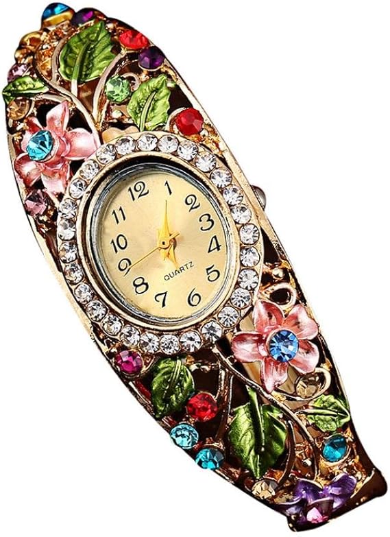 Amazon Goenn 女性 アンティーク風 シンプル デザイン バングル 腕時計 ブレスレット おしゃれ ファッション 花 Flower レディース クオーツ ウォッチ マルチカラー レディース腕時計 腕時計 通販