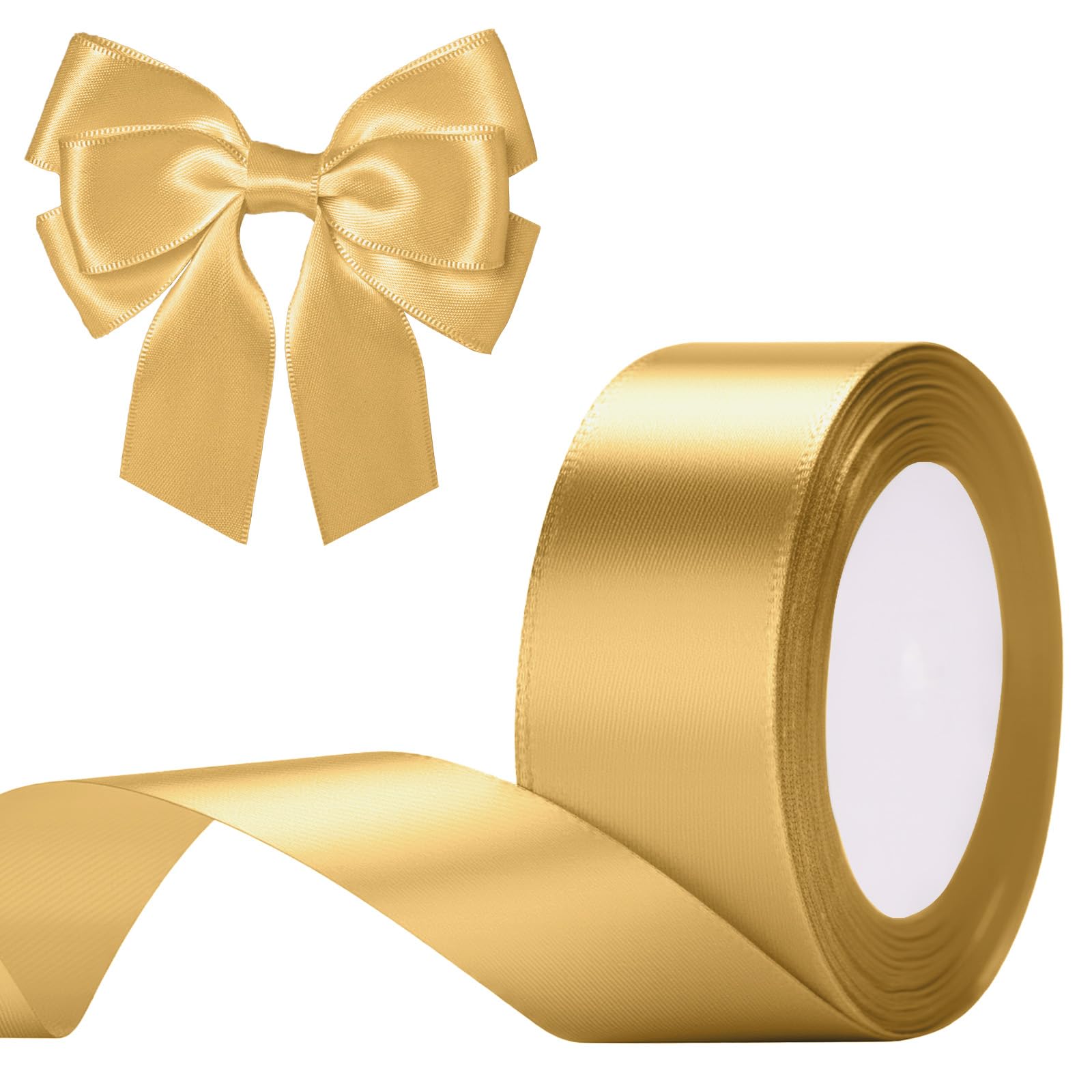 G2PLUS Gold Satin Ribbons 40mm: Wide Fabric Ribbons for Gift Wrapping, Cake Decoration & Crafting, 22m